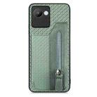 For Realme C30 Carbon Fiber Flip Zipper Wallet Phone Case(Green) - 1