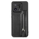 For Xiaomi 13 Pro Carbon Fiber Flip Zipper Wallet Phone Case(Black) - 1