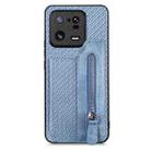 For Xiaomi 13 Pro Carbon Fiber Flip Zipper Wallet Phone Case(Blue) - 1