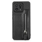 For Xiaomi 13 Carbon Fiber Flip Zipper Wallet Phone Case(Black) - 1