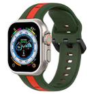 Two-Color Loop Buckle Silicone Watch Band For Apple Watch Ultra 49mm(Army Green+Red) - 1