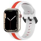 Two-Color Loop Buckle Silicone Watch Band For Apple Watch Series 8&7 45mm / SE 2&6&SE&5&4 44mm / 3&2&1 42mm(White+Red) - 1