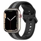 Two-Color Loop Buckle Silicone Watch Band For Apple Watch Series 8&7 45mm / SE 2&6&SE&5&4 44mm / 3&2&1 42mm(Black+Grey) - 1