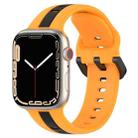 Two-Color Loop Buckle Silicone Watch Band For Apple Watch Series 8&7 45mm / SE 2&6&SE&5&4 44mm / 3&2&1 42mm(Yellow+Black) - 1