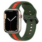 Two-Color Loop Buckle Silicone Watch Band For Apple Watch Series 8&7 45mm / SE 2&6&SE&5&4 44mm / 3&2&1 42mm(Army Green+Red) - 1