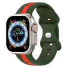 Butterfly Buckle Two-Color Silicone Watch Band For Apple Watch Ultra 49mm(Army Green+Red) - 1