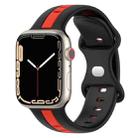 Butterfly Buckle Two-Color Silicone Watch Band For Apple Watch Series 8&7 45mm / SE 2&6&SE&5&4 44mm / 3&2&1 42mm(Black+Red) - 1