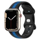 Butterfly Buckle Two-Color Silicone Watch Band For Apple Watch Series 8&7 45mm / SE 2&6&SE&5&4 44mm / 3&2&1 42mm(Black+Blue) - 1