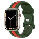 Butterfly Buckle Two-Color Silicone Watch Band For Apple Watch Series 8&7 45mm / SE 2&6&SE&5&4 44mm / 3&2&1 42mm(Army Green+Red) - 1