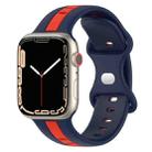 Butterfly Buckle Two-Color Silicone Watch Band For Apple Watch Series 8&7 45mm / SE 2&6&SE&5&4 44mm / 3&2&1 42mm(Midnight Blue + Red) - 1