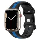 Butterfly Buckle Two-Color Silicone Watch Band For Apple Watch Series 9&8&7 41mm / SE 3&SE 2&6&SE&5&4 40mm / 3&2&1 38mm(Black+Blue) - 1