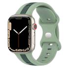 Butterfly Buckle Two-Color Silicone Watch Band For Apple Watch Series 9&8&7 41mm / SE 3&SE 2&6&SE&5&4 40mm / 3&2&1 38mm(Light Green+Green) - 1