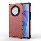 For Honor X9A Shockproof Honeycomb Phone Case(Red) - 1