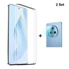 For Honor Magic5 2pcs ENKAY 3D Hot Bending Edge Glue Tempered Glass Full Film with Lens Film - 1