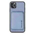 For iPhone 11 Carbon Fiber Leather Card Magsafe Magnetic Phone Case(Blue) - 1