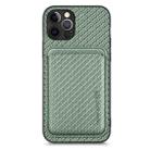 For iPhone 12 Pro Carbon Fiber Leather Card Magsafe Magnetic Phone Case(Green) - 1