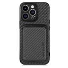 For iPhone 13 Pro Carbon Fiber Leather Card Magsafe Magnetic Phone Case(Black) - 1