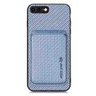 For iPhone SE 2022 / 2020 /  7 / 8 Carbon Fiber Leather Card Magsafe Magnetic Phone Case(Blue) - 1