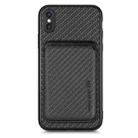 For iPhone X / XS Carbon Fiber Leather Card Magsafe Magnetic Phone Case(Black) - 1
