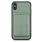 For iPhone X / XS Carbon Fiber Leather Card Magsafe Magnetic Phone Case(Green) - 1