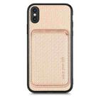 For iPhone X / XS Carbon Fiber Leather Card Magsafe Magnetic Phone Case(Khaki) - 1