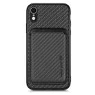 For iPhone  XR Carbon Fiber Leather Card Magsafe Magnetic Phone Case(Black) - 1