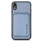 For iPhone  XR Carbon Fiber Leather Card Magsafe Magnetic Phone Case(Blue) - 1