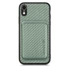 For iPhone  XR Carbon Fiber Leather Card Magsafe Magnetic Phone Case(Green) - 1