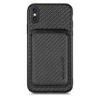 For iPhone XS Max Carbon Fiber Leather Card Magsafe Magnetic Phone Case(Black) - 1