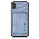 For iPhone XS Max Carbon Fiber Leather Card Magsafe Magnetic Phone Case(Blue) - 1