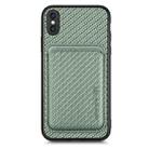 For iPhone XS Max Carbon Fiber Leather Card Magsafe Magnetic Phone Case(Green) - 1