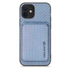 For iPhone 12 mini Carbon Fiber Leather Card Magsafe Magnetic Phone Case(Blue) - 1