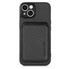 For iPhone 14 Carbon Fiber Leather Card Magsafe Magnetic Phone Case(Black) - 1