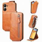 For Xiaomi Redmi 13C 4G Zipper Wallet Vertical Flip Leather Phone Case(Brown) - 1