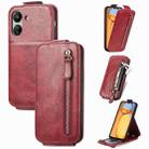 For Xiaomi Redmi 13C 4G Zipper Wallet Vertical Flip Leather Phone Case(Red) - 1