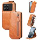 For Xiaomi Redmi K70E Zipper Wallet Vertical Flip Leather Phone Case(Brown) - 1