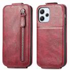 For Xiaomi Redmi 12  4G Zipper Wallet Vertical Flip Leather Phone Case(Red) - 1