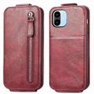 For Xiaomi Redmi A1 Zipper Wallet Vertical Flip Leather Phone Case(Red) - 1