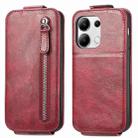 For Xiaomi Redmi Note 13 4G Zipper Wallet Vertical Flip Leather Phone Case(Red) - 1