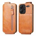 For Xiaomi Redmi Note 13 Pro+ Zipper Wallet Vertical Flip Leather Phone Case(Brown) - 1