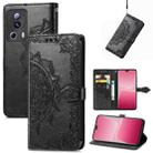 For Xiaomi 13 Lite Mandala Flower Embossed Horizontal Flip Leather Phone Case(Black) - 1