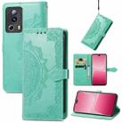 For Xiaomi 13 Lite Mandala Flower Embossed Horizontal Flip Leather Phone Case(Green) - 1