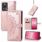 For Xiaomi 13 Lite Mandala Flower Embossed Horizontal Flip Leather Phone Case(Rose Gold) - 1