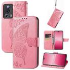 For Xiaomi 13 Lite Butterfly Love Flower Embossed Leather Phone Case(Pink) - 1