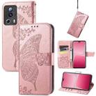 For Xiaomi 13 Lite Butterfly Love Flower Embossed Leather Phone Case(Rose Gold) - 1