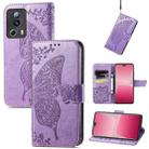 For Xiaomi 13 Lite Butterfly Love Flower Embossed Leather Phone Case(Light Purple) - 1