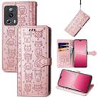 For Xiaomi 13 Lite Cute Cat and Dog Embossed Leather Phone Case(Rose Gold) - 1