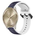 For Garmin Vivomove Trend 20mm Convex Loop Two-Color Silicone Watch Band(Midnight Blue+White) - 1