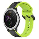 For Garmin Vivoactive3 20mm Convex Loop Two-Color Silicone Watch Band(Black+Lime) - 1