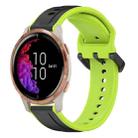 For Garmin Venu 20mm Convex Loop Two-Color Silicone Watch Band(Black+Lime) - 1